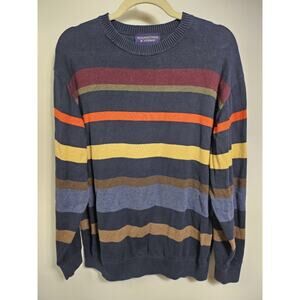 Roundtree & Yorke Men's Size L Striped Multicolor Fall Cotton Pullover Sweater